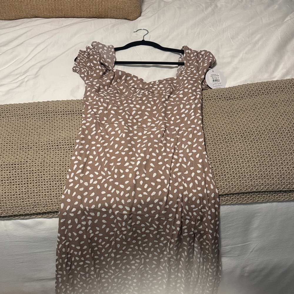 Petal & Pup Brown and White Midi Dress